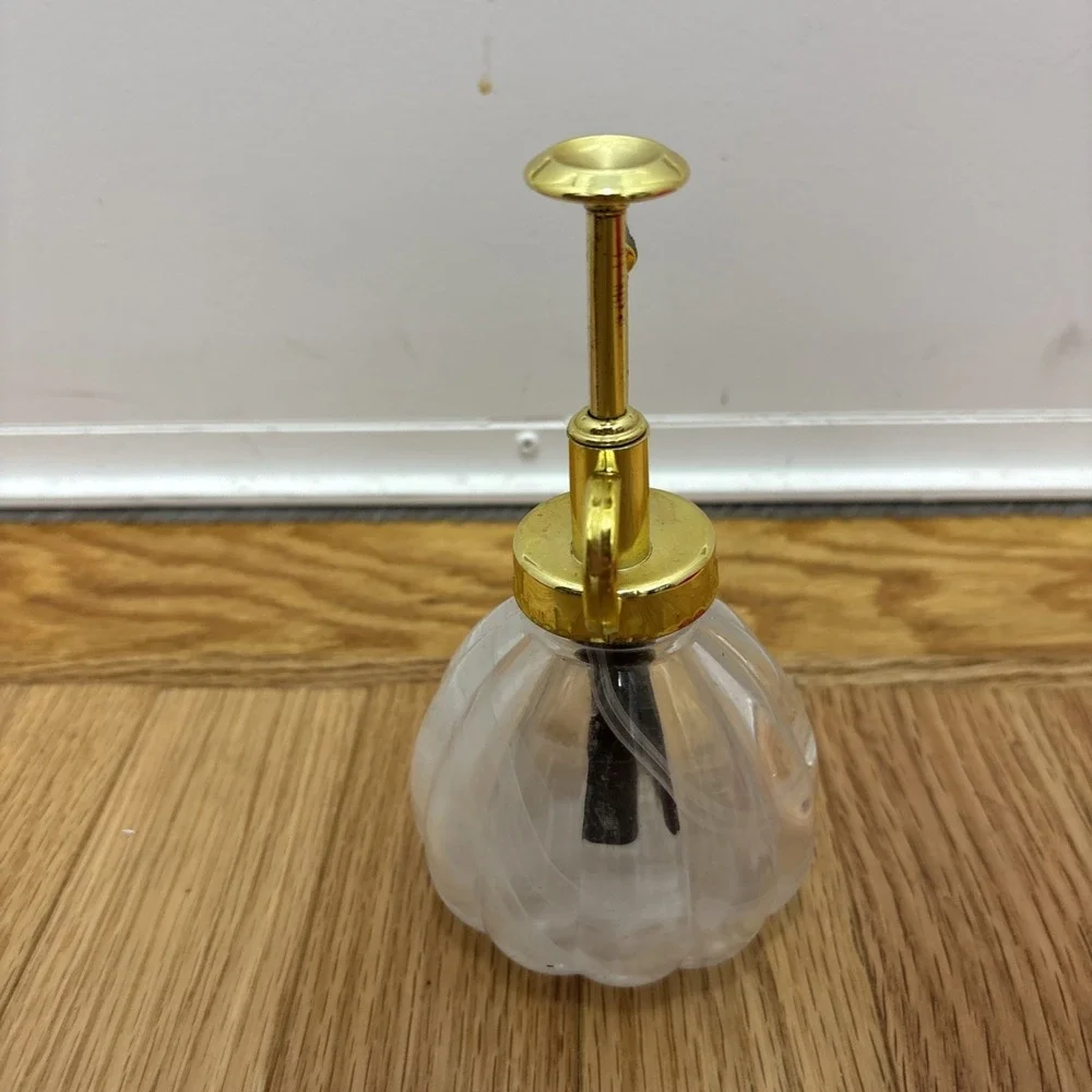 Plant Mister- White Color Glass‎ Bottle & Gold Tone Sprayer